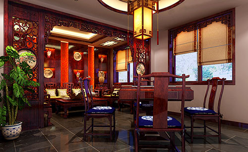 夹江古典中式风格茶楼包间设计装修效果图